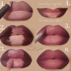 Makeup Bibir, Teknik Makeup, Make Up Diy, Makeup Contouring, Bentuk Alis, Make Up Foundation, Mekap Mata, Makeup Tip, Lip Makeup Tutorial