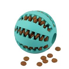 a blue dog toy with teeth on it