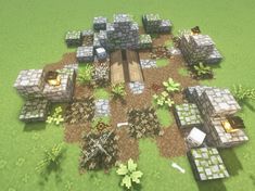 an aerial view of a small village in minecraft