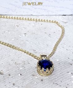 "Beautiful gold sapphire pendant, hang from a classic 14k gold fill chain. => Gemstone Type - Lab Grown Sapphire => Gemstone Size - 7 mm => Gemstone Cut - Faceted => Gemstone Shape - Round Shape => Metal Type - 14k Gold Filled (Tarnish Resistant And Nickel Free) - also available in 925 sterling silver => Chain length - 42cm/17\" (Standard) - Other sizes available as well ~Feel free to ask me about custom made designs. ❏ Replacements and custom orders : ✪ 925 sterling silver - no additional cost Gold Sapphire Round Pendant Jewelry, Gold Sapphire Necklace For Formal Occasions, Royal Gold Jewelry Gift, Royal Gold Jewelry As A Gift, Royal Gold Jewelry For Gift, Formal Gold Sapphire Necklace, Gold Sapphire Round Pendant Necklace, Gold Sapphire Round Birthstone Necklace, Gold Sapphire Necklace For Gifting