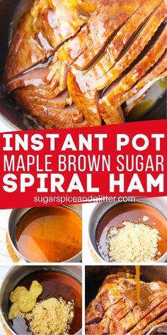 instructions to make instant pot maple brown sugar ham in the slow cooker with text overlay