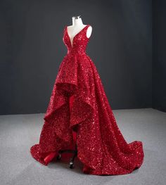 Prom dresses Evening Gowns For Women Elegant Gown Dresses Long Luxury Party Sequins Bling Wedding sold by ivowedding on Storenvy Red Gala Dress Classy Sequin, Sparkling Red Dress, Red Gowns Elegant, Christmas Ball Dress, Red Prom Gown, Red Sparkle Dress, 2025 Graduation, Asymmetrical Wedding Dress, Sparkle Gown