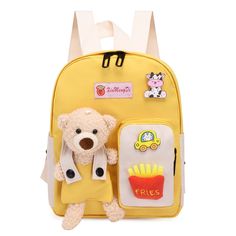 Brand Name: LagemisayOrigin: CN(Origin)Main Material: CanvasPattern Type: Animal PrintsModel Number: XBWSW002Closure Type: zipperItem Height: 10.63inchItem Length: 3.55inchItem Type: School BagsType: BackpackItem Weight: 0.22kgGender: GirlsItem Width: 8.66inchColor: Black/Yellow/Blue/PinkBag Decorate: With small bear pendantFeature: school backpackFeature: School bags for GirlFeature: kawaii school BagFeature: School backpack for girlFeature: College school bagFeature: Girl school bagFeature: Tr Middle School Backpack, Best Backpacks For School, Bear Canvas, School Bag College, Kindergarten Backpack, Book Bags, Backpack Pattern, School Bags For Girls, Outdoor School