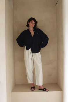 The versatile Lena Pant, created in our durable and cozy silk canvas, is an essential addition to any wardrobe. Boasting a comfortable elastic waist, attractive front pleats, convenient side pockets, and a stylish cropped leg, the Lena Pant is perfect for any occasion. Our highly sought-after Lena Pant is now even more luxurious with its new design in pure silk, maintaining the same trusted quality and texture. Made in USA Available in 26" inseam and 29" (Full Length) Effortless Workwear Pants With Pockets, Relaxed Fit Bottoms With Pleated Waist For Daywear, Relaxed Fit Pleated Waist Ankle Pants, Relaxed Fit Ankle-length Pleated Waist Pants, Relaxed Fit Pleated Waist Ankle-length Pants, Relaxed Fit Ankle Pants With Pleated Waist, Canvas Pants, Blouse Vintage, Pure Silk