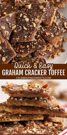 front view of graham cracker toffee broken into pieces and stacked. Graham Cracker Recipes Desserts, Graham Cracker Toffee Bars, Cracker Toffee Bars, Brown Sugar Toffee, Graham Cracker Dessert, Easy Toffee, Graham Cracker Recipes, Cracker Candy