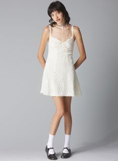 Amazing fully lined lace dress with adjustable shoulder straps. Model is 5'9". She is wearing a size S. Shell: 55% Cotton, 45% Nylon; Lining: 98% Polyester, 2% Spandex Imported SKU: UWD-1288 THIS ITEM IS FINAL SALE Unif Ty Cardigan, Ty Cardigan, Parker Boots, Platforms Boots, Angel Top, Bogo Sale, Secret Sale, Back In Stock, Babydoll Dress