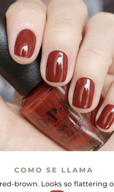 Spice Colored Nails, Rust Colour Nails, Fall Nexgen Nail Colors, Clay Colored Nails, Red Brown Nail Color, Autumn Palette Nails, Burnt Red Nails, Terra Cotta Nail Polish