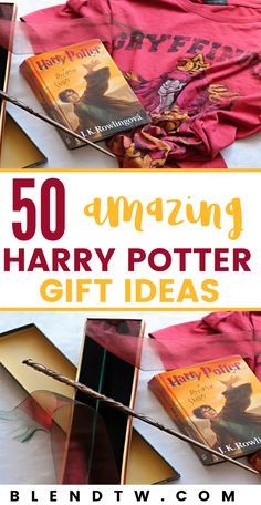 harry potter gift ideas with the text overlay that reads, 50 amazing harry potter gift ideas