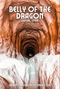 an image of a tunnel with the words belly of the dragon above it and below it