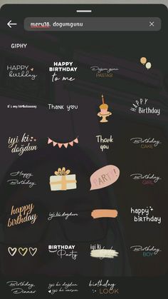 a bunch of different types of writing on a blackboard with the words happy birthday written in