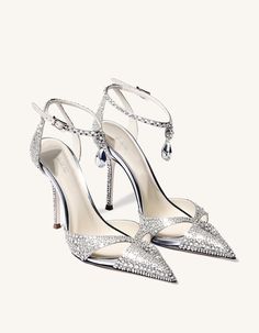 Haidi Artificial Crystal Pumps - Silver - JW PEI Silver Crystal Heels With Pointed Toe, Silver Crystal Sparkling Heels, Silver Sparkling Crystal Heels, Crystal Silver Sparkling Heels, Elegant Silver Crystal Heels, Silver Embellished Crystal Heels, Embellished Silver Crystal Heels, Silver Bedazzled Crystal Heels, Silver Crystal Heels With Bling