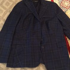 Blue Plaid Silk Jacket. Small Marks On Front. Worn Once. Needs To Be Dry Cleaned. Armpit To Armpit Is 20”, Shoulder To Bottom Hem Is 27”, Shoulder To Shoulder Is 15.5”, Top To Bottom Is 30”, Top Chest To Chest Is 14.5”, Please See Photos Designer Blue Blazer For Business Casual, Silk Jacket, Utility Jacket, Blue Plaid, Color Blue, Jackets & Coats, Jackets For Women, Plaid, Silk