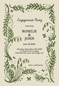 Bluebells - Engagement Party Invitation Template | Greetings Island Save The Date Digital Template, Garden Party Wedding Invite, Cute Invitation Cards, Diy Wedding Invitations Handmade, Wedding Invites Ideas, Wedding Invite Inspiration, Aesthetic Wedding Invitations, Fun Wedding Invites, Wedding Design Invitation