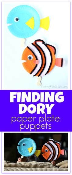 finding dory paper plate puppets are fun for kids to make and they're so much fun