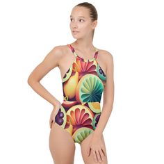 Unleash your beachside allure with the Tropical Salad High Neck One Piece Swimsuit by Mila Beachwear. This stunning piece features a vibrant tropical print and a sophisticated high neck design, ensuring you stand out with elegance at any beach or poolside gathering. Crafted from high-quality, quick-drying fabric, this swimsuit offers exceptional comfort, flexibility, and durability. The high neck design creates a chic, flattering silhouette that exudes modern style and sophistication. Elevate your swimwear collection with the Tropical Salad High Neck One Piece Swimsuit by Mila Beachwear. Its vibrant design and refined details make it perfect for the confident beachgoer who loves to make a chic and stylish statement. Tropical Printed Halter Neck Swimwear, Printed Halter Neck Tropical Swimwear, Tropical Halter Neck Swimwear For Swimming, Tropical Halter Neck Swimwear, Hawaiian Halter Neck Tankini For Swimming, Tropical Multicolor Halter Neck Tankini, Multicolor Tropical Halter Neck Tankini, Halter Neck Tropical Print Swimwear, Tropical Swimwear With Vibrant Print For Pool