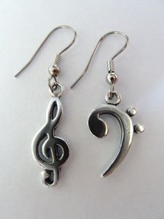 Bass Clef, Two Earrings, Musician Gifts, Music Jewelry, Treble Clef, Mismatched Earrings, Musical Note, Musical Notes, Funky Jewelry