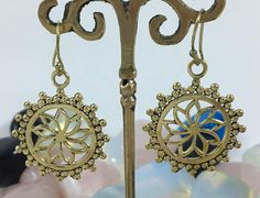 Flower Brass Earring #potalagate #flower #indian #tibetan #ethnic Round Metal Flower Earrings With Ear Wire, Brass Round Flower Earrings, Handmade Round Brass Flower Earrings, Nickel-free Round Brass Flower Earrings, Tibetan Earrings, Buddhist Prayer, Fire Designs, Prayer Flags, Singing Bowl