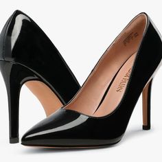 Women's Closed Toe High Heels Dress Pointed Toe Wedding Pump Shoes Black Court Shoes With 4-inch Heel For Wedding, Chic Black Wedding Shoes With 4-inch Heel, Fitted Black Pointed Toe Wedding Shoes, Black Almond Toe Court Shoes For Wedding, Fitted Black High Heel Wedding Shoes, Chic Black Wedding Shoes For Formal Occasions, Chic Black Formal Wedding Shoes, Black High Heel Wedding Shoes With 4-inch Heel, Black High Heel Wedding Shoes For Formal Occasions