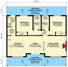 2-Bed Contemporary Country Ranch with Vaulted Living - Under 1100 Sq Ft - 420175WNT | Architectural Designs - House Plans Bed Contemporary, Small Cottage House Plans, Country Ranch, Small House Floor Plans, Lake House Plans, Backyard Office, House Plans And More, Open Wall