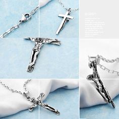 Catholic Jesus Cross Pendant Titanium Crucifix Necklace for Men Metal Crucifix Cross Necklace As Gift, Metal Crucifix Cross Necklace Gift, Metal Crucifix Cross Necklace For Gift, Stainless Steel Crucifix Cross Necklace As Gift, White Gold Stainless Steel Crucifix Necklace, White Gold Stainless Steel Crucifix Necklaces, Silver Stainless Steel Cross Necklace, Silver Stainless Steel Crucifix Jewelry, Silver Crucifix Stainless Steel Jewelry