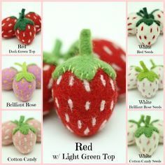 several pictures of different types of strawberries