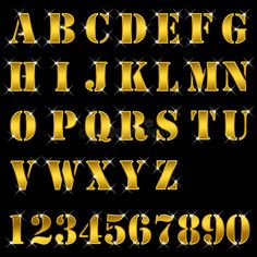 gold alphabet with diamonds on black background royalty illustration