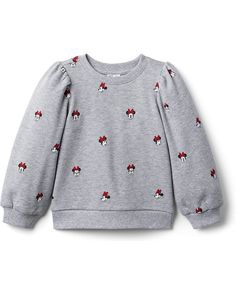 Janie and Jack Minnie Mouse Sweatshirt (Toddler/Little Kids/Big Kids) | Zappos.com Stylish Toddler Girl, Minnie Mouse Sweatshirt, Suspender Pants, Mouse Print, Long Puff Sleeves, Janie And Jack, Disney Girls, Girls Sweaters