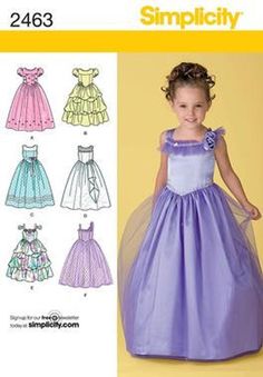 Simplicity 2463 Child's special occasion dress pattern in two lengths with bodice and trim variations. Size 3-4-5-6 5-6-7-8 Uncut and in Factory Folded. Flower Girl Dress Pattern, Princess Dress Patterns, Girls Ball Gown, Dresses By Pattern, Robes D'occasion, Girls Dress Sewing Patterns, Girls Special Occasion Dresses, Simplicity Dress, Girl Dress Pattern