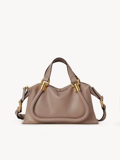 Chloé Small Paraty 24 Bag In Soft Leather | Chloé US Chloe Paraty, Chloe Bags Handbags, Beige Bag, Pretty Bags, Large Shoulder Bags, Pink Brown, White Bag, Pink Bag, Gold Hardware