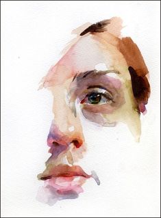 a watercolor painting of a woman's face