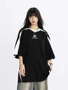 SPECIFICATIONSBrand Name: DodobyeStyle: sportyAge: JUNIOROrigin: Mainland US(Origin)CN: ZhejiangSeason: Spring/SummerClothing Length: regularDecoration: noneElasticity: Slight StrechSleeve Style: regularFabric Type: BroadclothMaterial: COTTONMaterial: POLYESTERPattern Type: LetterSleeve Length(cm): shortï¼?-16inchï¼?/span>Fit: Fits true to size, take your normal sizePattern Them: Classic StyleTops Type: TEESItem Type: topsPlace Of Origin: US(Origin) (mainland)Gender: WOMENCollar: O-NeckModel Num Black T-shirt With Contrast Color In Relaxed Fit, Casual Splicing T-shirt For Streetwear, Cotton Splicing T-shirt For Streetwear, White Splicing Tops For Streetwear, White Spliced Tops For Streetwear, Casual Sports Top With Contrast Color, Casual Black T-shirt With Splicing, Sporty Black Tops With Splicing, Casual Contrast Color T-shirt For College