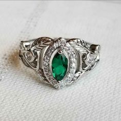 New 925 Silver Filled Marquise Cut Emerald Diamond Leaf Ring For Women Stamped 925. All Gemstones Are Simulated. A Jewelry Box Included. Ready To Ship Same Day. Measurements Shown In The Pictures. Feel Free To Ask Any Question. All Photos Are Real Time From Actual Object No Stock Photo Used. Color Might Be Slightly Different Due To Lighting. Silver Emerald Birthstone Ring With Accent Stones, Classic Silver Emerald Ring With Accent Stones, Elegant Silver Emerald Ring With Stone Setting, Silver Jewelry With May Birthstone Center Stone, Silver Jewelry With May Birthstone, Elegant Silver May Birthstone Ring, Classic Silver Emerald Birthstone Ring, Silver Emerald Ring With Accent Stones, Silver Emerald Ring With Accent Stones For May Birthstone