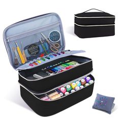 PRICES MAY VARY. 【Premium Materials】Sewing kits storage bag is made of 3 layer structure - abrasion-resistant oxford exterior, thick padded lining and polyester interior material to keep your sewing supplies stored securely. Sewing accessories bag is enough space to carry what you need, which is good for daily use. (Note: Sewing Accessories are not included) 【Design】There is a double-sided storage board in middle of sewing basket, which can fix pens, crochet hooks, thread and other sewing tools Sewing Kit Organizer, Mandy Pattullo, Sewing Kit Storage, Sewing Tools Storage, Sewing Supplies Organization, Sewing Organizer, Women Sewing, Travel Sewing, Sewing Supplies Storage