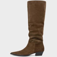 Brown suede pointed tall boots Tall Brown Suede Boots, Brown Tall Boots, Tall Suede Boots, Happy Hour Outfit, Brown High Boots, Vagabond Shoemakers, Brown Knee High Boots, Tall Brown Boots, Brown Suede Boots