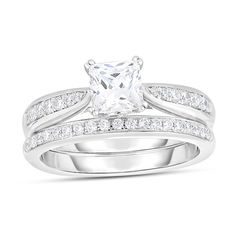 a princess cut diamond engagement ring set