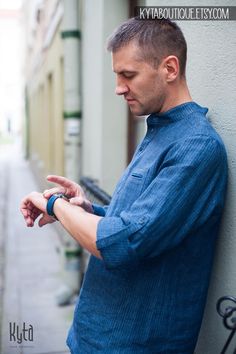 Ever wanted to feel in a shirt as cozy and comfy as sitting in your home with pajamas? This linen shirt for men is exactly that! Breathable, 100% linen classical shirt with possibility to roll up sleeves, is something every man should have. Shirt is very well constructed, every detail is well thought of, every stitch is measured. Thanks to a perfect quality of linen fabric as well as sewing technique I use, this extremely comfortable linen shirt will serve you lots of seasons ahead. This men shi Casual Blue Shirt For Father's Day, Casual Shirt For Father's Day Gift, Casual Long Sleeve Shirt As Gift, Casual Father's Day Shirt As Gift, Casual Father's Day Shirt For Gift, Casual Blue Shirt For Gift, Casual Blue Shirt As A Gift, Gift For Husband Christmas, Husband Christmas Gift