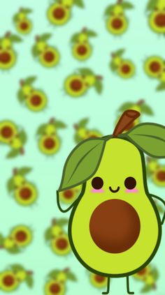 an avocado is standing in front of a wall of leaves and flowers with eyes closed