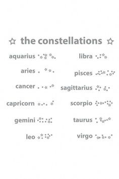 the constellations are written in different languages