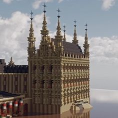 a very large building with some spires on it