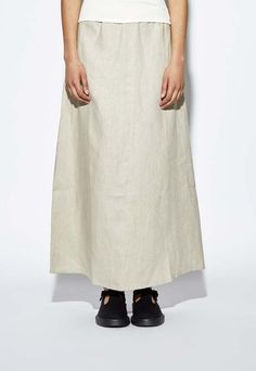 Flaunt your spring/summer style with the suijin skirt a long and flowing linen skirt designed for all body types. in a timeless beige this skirt features a side zip for easy wear and a high level of comfort. the 100% linen construction ensures breathability and a natural drape making it a versatile piece for both casual and more refined occasions.    composition  100% linen    size & fit  alvina is 5'8.5 wearing a size s    about .black to grey  .blacktogrey designs and manufactures timeless gar Beige Linen Maxi Skirt For Spring, Beige Relaxed Maxi Skirt For Summer, Relaxed Neutral Maxi Skirt, Spring Cream Linen Skirt, Beige Maxi Skirt For Summer, Summer Linen Maxi Skirt In Relaxed Fit, Summer Relaxed Linen Maxi Skirt, Summer Linen Maxi Skirt Relaxed Fit, Chic Beige Linen Maxi Skirt