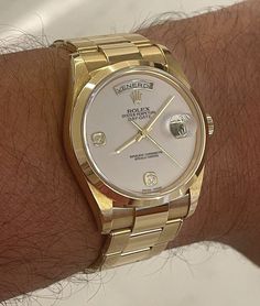 Men's Vintage Watch, Dream Watches, Gold Watch Men, Hand Watch, Dope Jewelry, Stacked Jewelry, Rolex Day Date