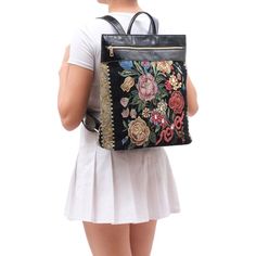 Have everything you need for wherever the day takes you with this stylish beaded floral pattern backpack from Mellow World. Have everything you need for wherever the day takes you with this stylish beaded floral pattern backpack from Mellow World. DETAILS Hand-beaded floral pattern 14"H x 13"W x 5"D Handle: 4.5'' 21-38" adjustable shoulder straps Fits up to 12" laptop/tablet Zipper closure Gold tone hardware Interior: 2 front slip pockets, 1 back zip pocket Exterior: 1 back zip pocket, 1 trolley Embroidered Rectangular Backpack For Daily Use, Daily Use Embroidered Rectangular Backpack, Beaded Backpack, Floral Embroidered Backpack For Daily Use, Floral Print Standard Backpack For Daily Use, Daily Use Floral Print Backpack, Pattern Backpack, Patterned Backpack, Hand Beading