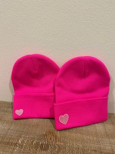 Bright pink beanie with heart patch detail that is customizable. Choose between small, medium and large pink or red hearts as well as how many hearts you'd like and their location on the beanie. Pink Beanie, Heart Patch, Pink Beanies, Heart Patches, Jan 20, Red Hearts, My Mood, Skull Cap Beanie, Skull Cap