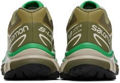 Find SALOMON Khaki Xt-6 Sneakers on Editorialist. Low-top SensiFit™ mesh sneakers in khaki and green. Logo, stripes, and bonded trim throughout. · Quicklace™ closure · Logo patch at vamp · Padded tongue and collar · Logo printed at heel counter · Molded OrthoLite® footbed · EndoFit™ mesh lining · Agile Chassis™ EVA rubber midsole · Treaded Contagrip® rubber outsole Supplier color: Aloe wash/Hazelnut/Bright green Salomon Shoes Women, Green Low-top Trail Running Shoes With Vibram Sole, Casual Green Gore-tex Trail Running Shoes, Green Gore-tex Hiking Sneakers, Gore-tex Trail Running Shoes In Green, Salomon Xt-quest 2, Salomon Shoes, Mesh Sneakers, Green Logo