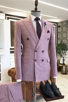 Color: Light PurpleButton: Double BreastedOccasion: Prom, Wedding, BusinessNeckline: Peaked LapelMaterial: Polyester & Polyester BlendPattern: SolidPiece: 2 PiecePocket: With Flap Mens Wedding Outfits, Men Wedding Outfits, Mens Prom, Prom For Guys, Men's Wedding Outfit, Wedding Outfit Men, Prom Suits