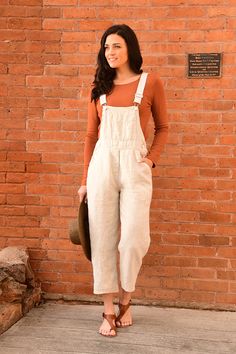 These linen/cotton overalls feature classic overall styling, with a straight cropped leg. Made in the USA, Women's linen clothing by Goddess Gear. Linen pants, linen overalls, we craft sustainable natural fiber clothing for women. Relaxed Fit Everyday Jumpsuits And Rompers, Relaxed Fit Everyday Overalls And Rompers, Relaxed Fit Everyday Overalls And Jumpsuits, Everyday Relaxed Fit Overalls, Casual Linen Overalls With Relaxed Fit, Summer Everyday Jumpsuits And Rompers With Pockets, Spring Linen Overalls With Relaxed Fit, Beige Linen Casual Jumpsuits And Rompers, Summer Everyday Jumpsuits And Rompers