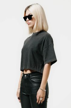 A Cropped Oversized T-Shirt with Ribbed Neck. Crafted From 100% 240Gsm Organic Cotton. 

Finished With A Vintage Wash Giving It An Authentic Worn Out Look And Feel. Urban Oversized Washed Black Top, Urban Everyday Washed Black Tops, Washed Black Urban Tops For Everyday, Urban Style Washed Black Tops For Everyday, Black Loose Fit Cropped Cotton T-shirt, Black Boxy Cropped T-shirt With Crew Neck, Black Boxy Cropped Cotton T-shirt, Boxy Short Sleeve T-shirt For Fall, Boxy Short Sleeve T-shirt