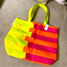 Brand New With Tags Clinique Tote Bag In Neon Colors. This Tote Measures 12”X15”X3.5” With A Drop Strap Length Of 9”. Smoke And Pet Free Home Trendy Yellow Beach Bag With Large Capacity, Trendy Yellow Beach Bag For Everyday Use, Yellow Canvas Shoulder Bag For Shopping, Trendy Yellow Canvas Bag For Daily Use, Everyday Summer Yellow Canvas Bag, Yellow Square Beach Bag For Summer, Yellow Tote Beach Bag For Everyday Use, Yellow Tote Beach Bag For Travel, Yellow Shoulder Beach Bag For Daily Use