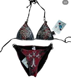 Edgy Swimsuit Bikinis, Ed Hardy Swimsuit, Y2k Swimsuit, Aesthetic Grunge Outfit, Swimsuits Outfits, Cute Bathing Suits, Y2k Clothes, Pretty Prom Dresses