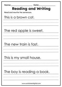 the worksheet for reading and writing